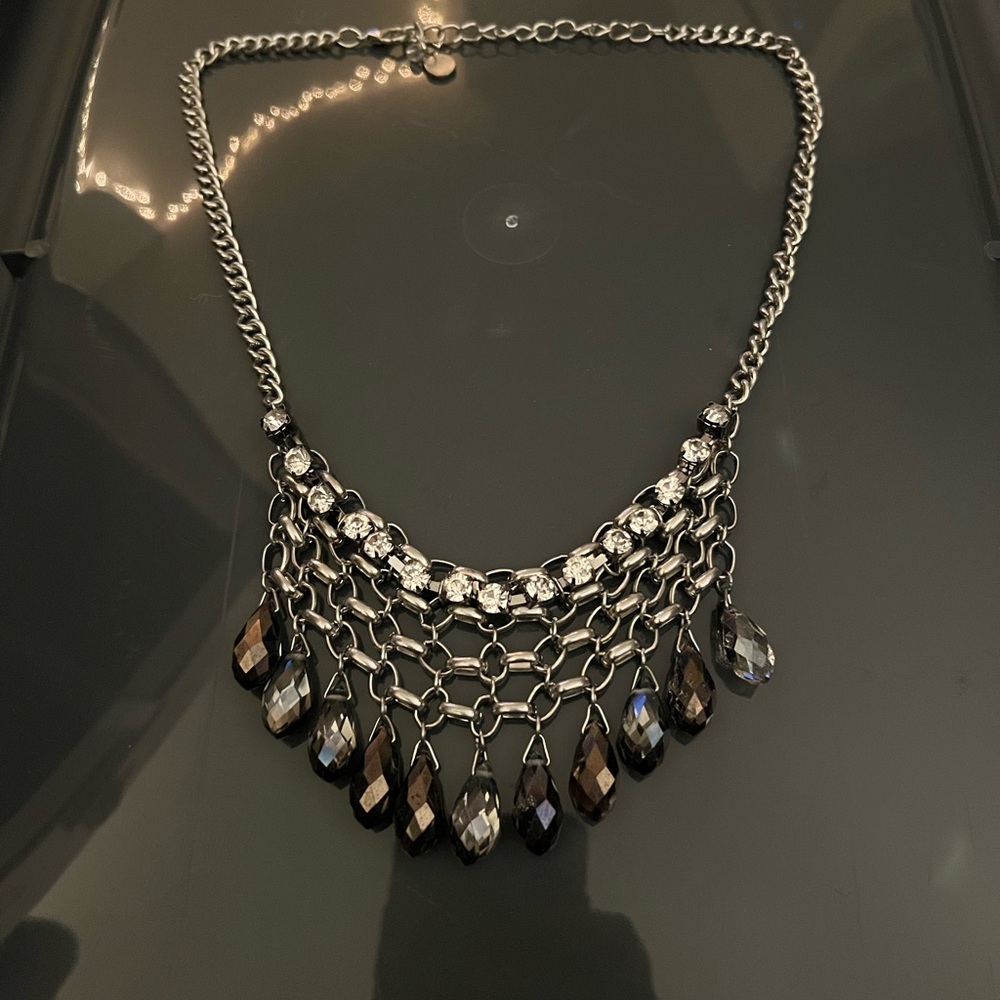 Elegant Silver and Black Necklace